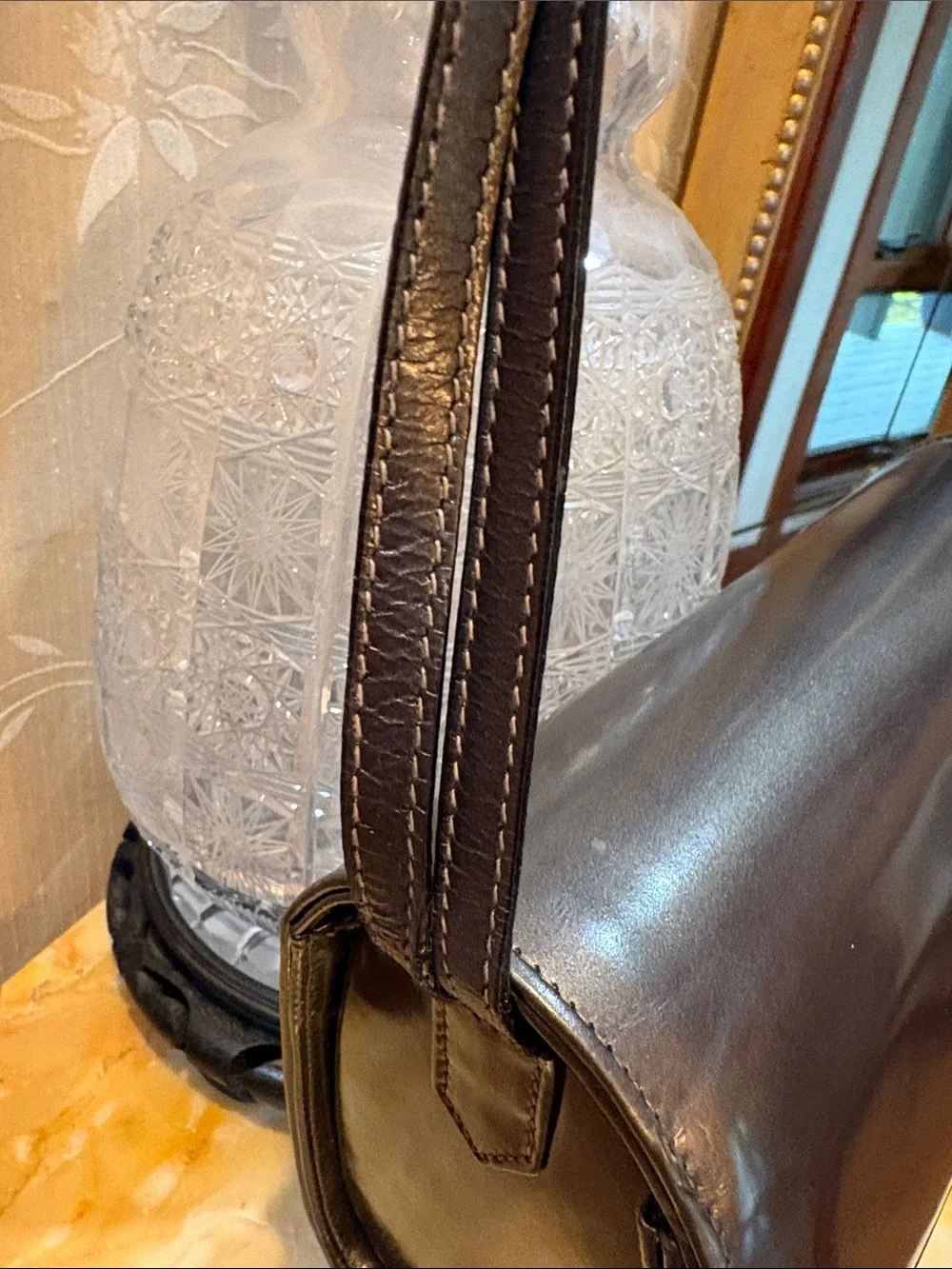 Ferragamo Vintage Metallic Silver Leather Crossbody Bag
